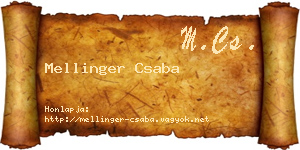 Mellinger Csaba névjegykártya